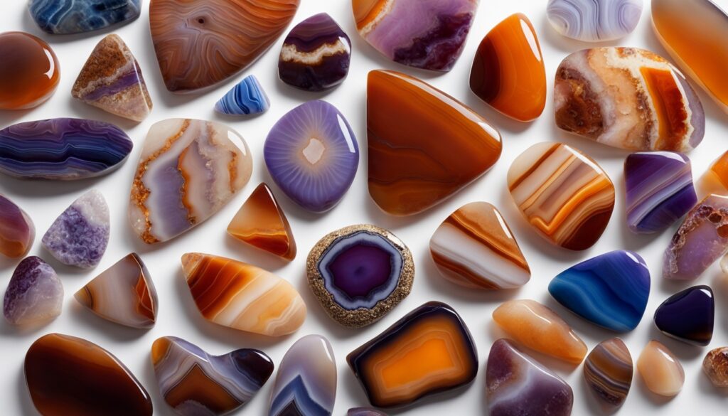 Polished agate specimens