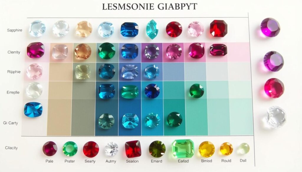 Gemstone grading color chart