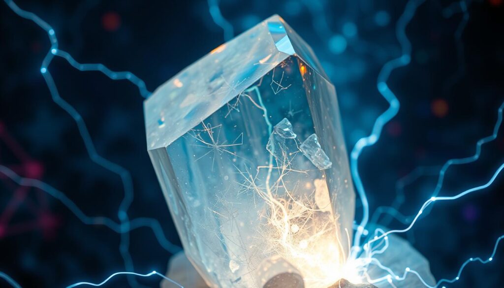 Piezoelectric effect in quartz crystals