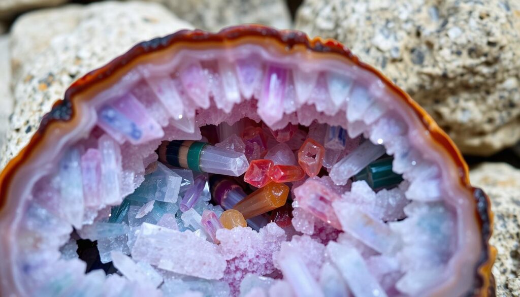 Crystal-filled geode nodule