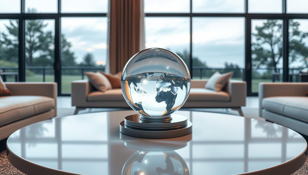 Crystal globe in modern interior Crystal globe in modern interior